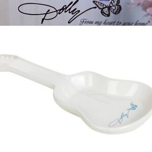Dolly Parton Guitar-Shaped Spoon Rest- White/Blue